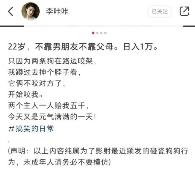 两只狗吵架和小姐姐日入一万的故事