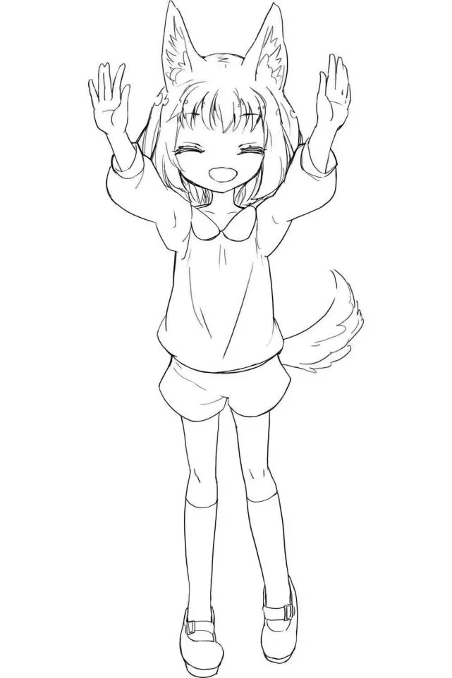 “狗耳朵”角色，融合了狗的手势和犬种的特征