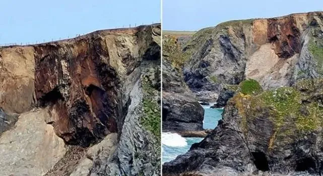 悬崖上出现神秘人脸？有点儿诡异