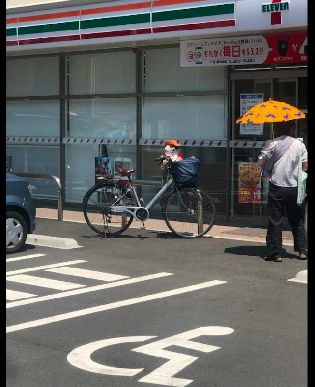 狗狗戴了帽子和墨镜，坐在自行车上非常有大佬风范，高攀不起呀！